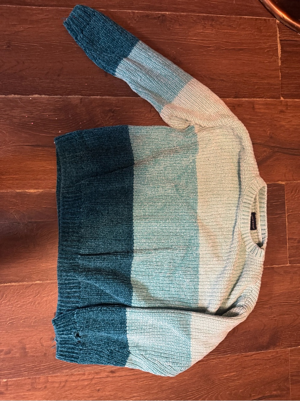 Andy & Evan Teal and Light Blue Striped Crewneck Sweater